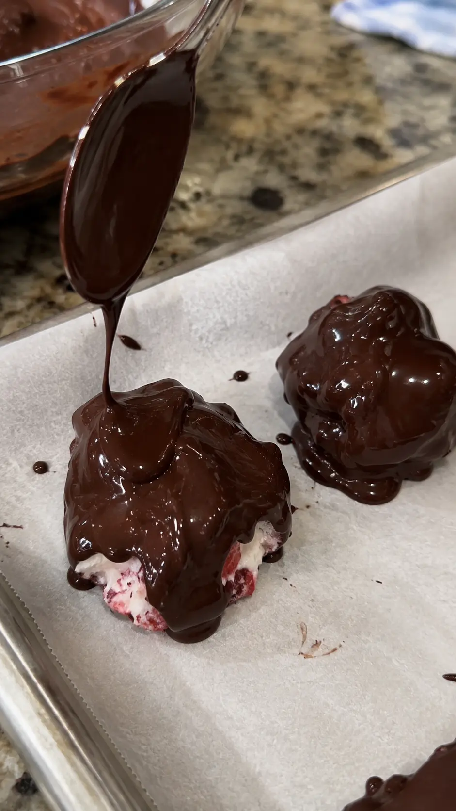 Frozen Chocolate Covered Strawberry Yogurt Clusters