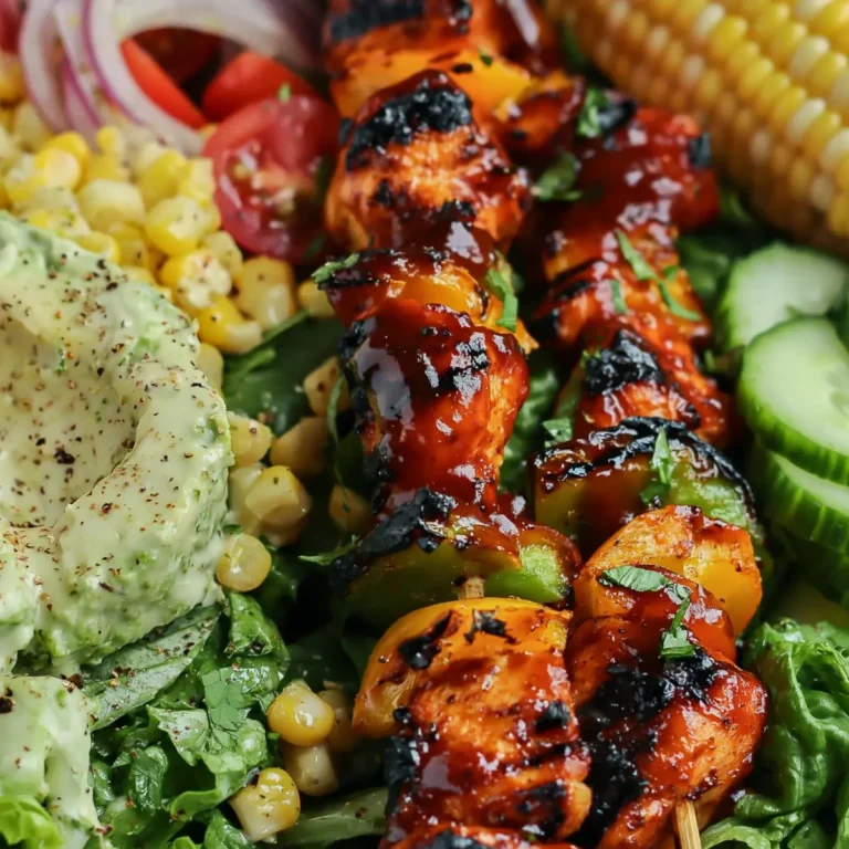 Grilled BBQ Chicken Skewer Salad