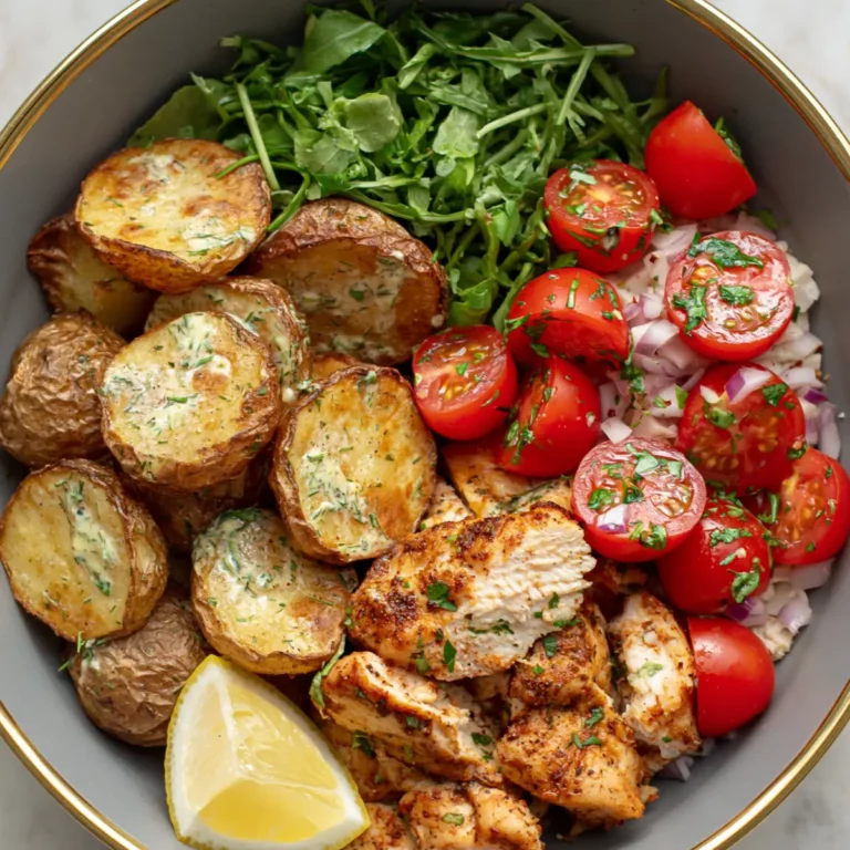 crispy potato and chicken bowl