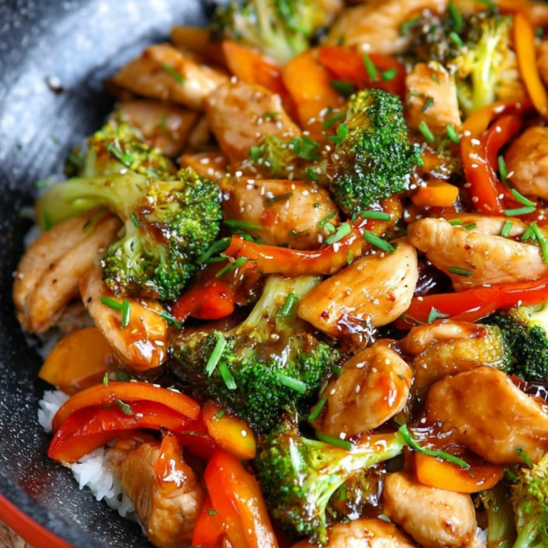 Chicken Stir Fry with vegetables and savory homemade sauce