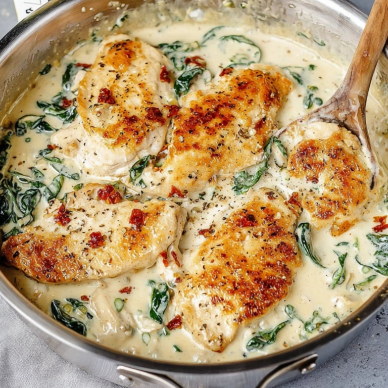 Boursin Chicken with creamy garlic herb cheese sauce in a skillet