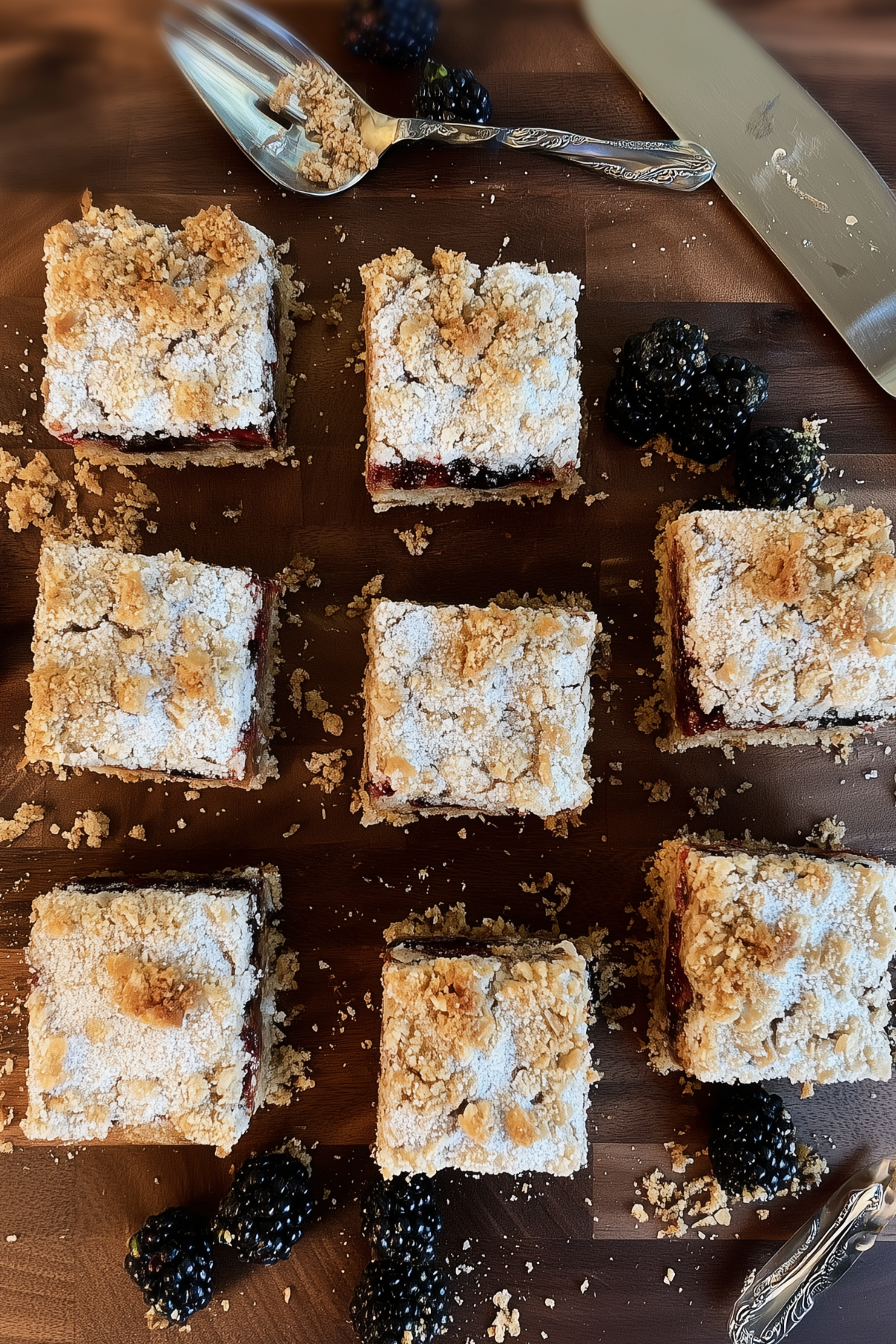 Mulberry Crumb Bars with fresh mulberry filling and golden crumble topping