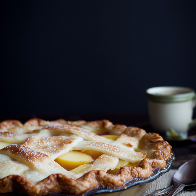 Fresh homemade Nectarine Pie Recipe with flaky golden crust and juicy nectarine filling