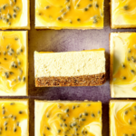 Passionfruit No Bake Cheesecake with creamy filling and passionfruit topping