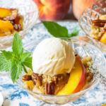 Peach Dump Cake with juicy peaches and golden buttery topping
