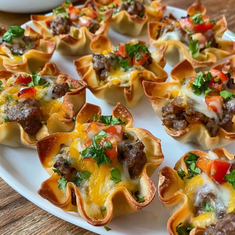 Sausage and Cheese Wonton Cups
