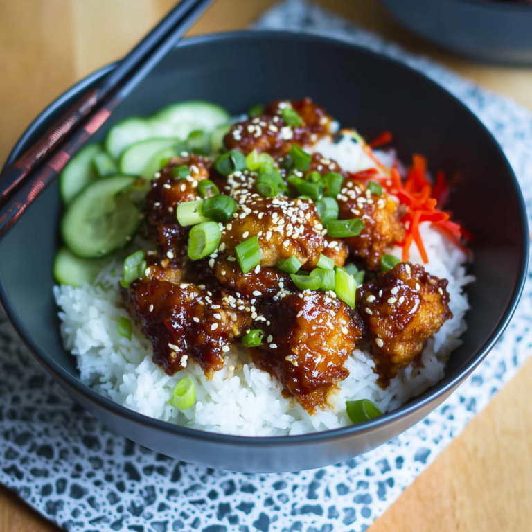 Sticky Chicken Rice Bowls with glazed chicken and rice