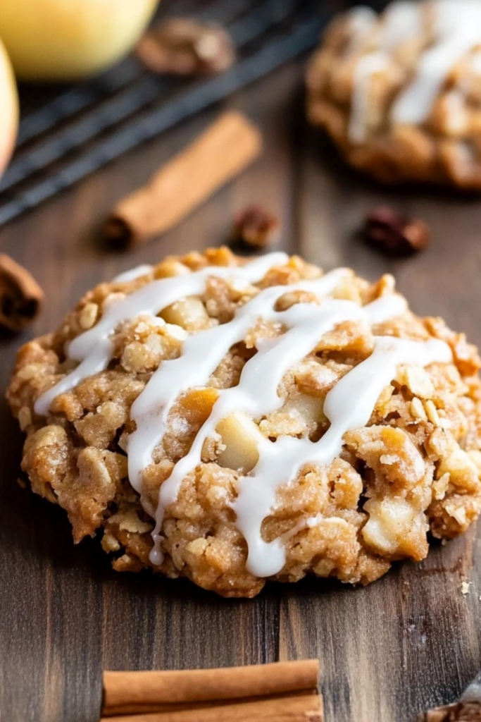 Apple Crisp Cookies with caramelized apples and oatmeal
