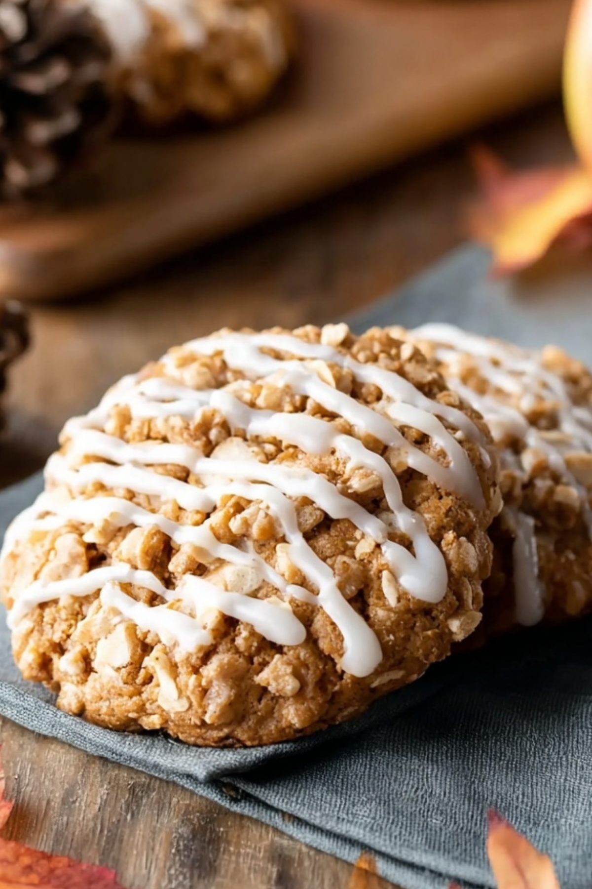 Apple Crisp Cookies with caramelized apples and oatmeal